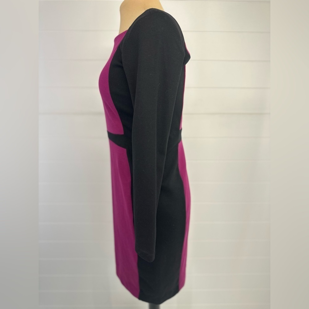 Narciso Rodriguez Raspberry & Black Long-sleeve Color-block Ponte Dress Sz M - Picture 4 of 9